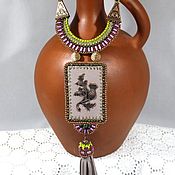 Украшения handmade. Livemaster - original item Necklace: Thistle. Macrame and leather. Necklace with tassel. Handmade.