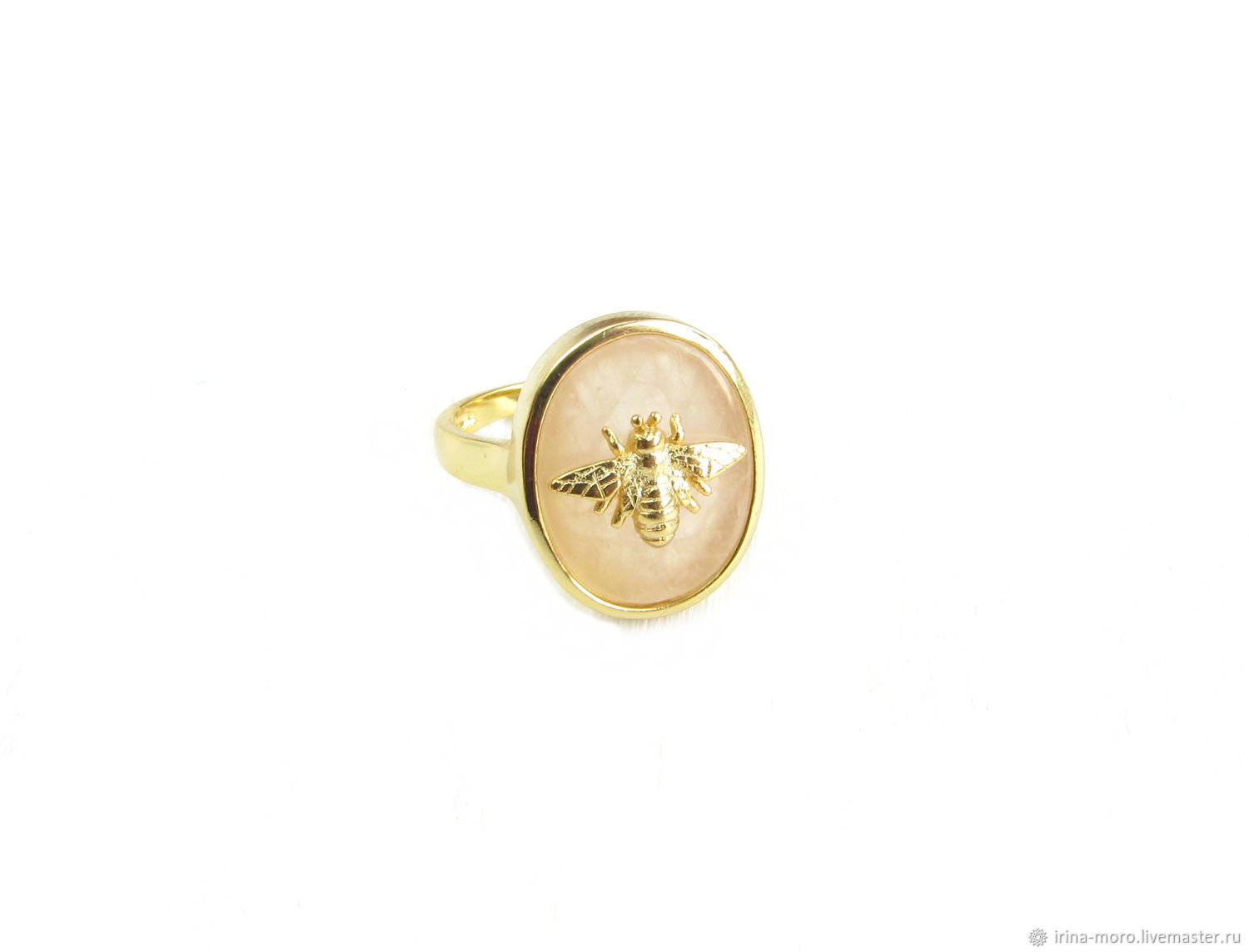 Rose quartz ring ' Bee ' pink ring bee, Rings, Moscow,  Фото №1