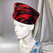 Аксессуары handmade. Livemaster - original item Hat Pill Velour Red Tiger. Handmade.
