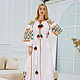 Maxi Dress Linen White evening dress embroidered Vyshyvanka, Dresses, Sevastopol,  Фото №1