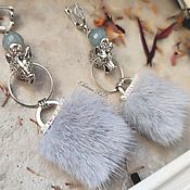 Украшения handmade. Livemaster - original item Earrings with wolves made of mink fur long 