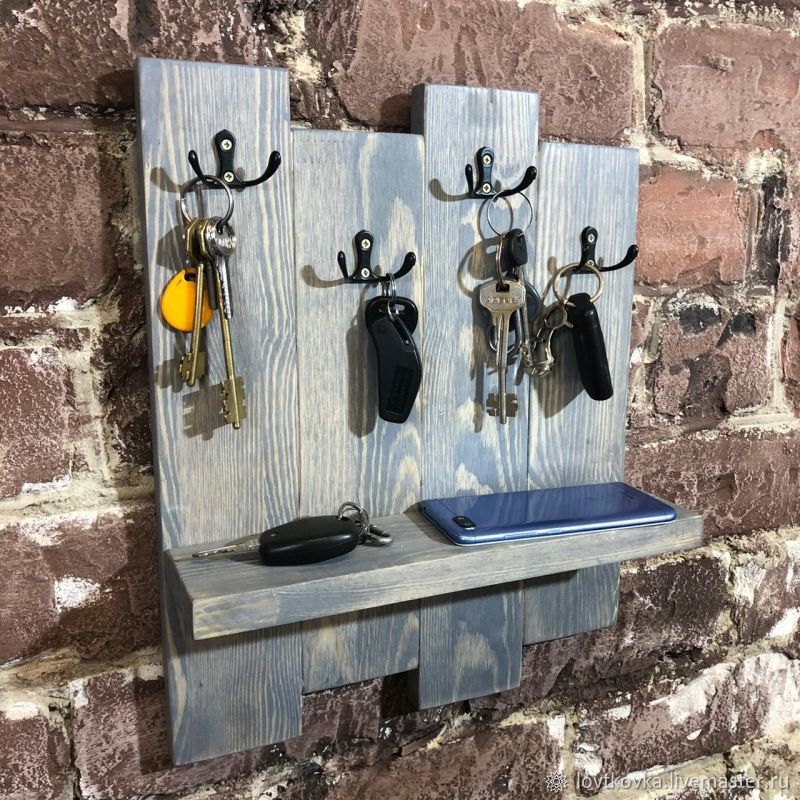 Ключница деревянная в стиле лофт для прихожей цветная купить в интернет ...