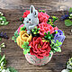 Order Soap bouquet in a glass With a gray bunny. Soap-making workshop. Livemaster. . Soap Фото №3
