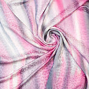 Горчично-бежевый шарф "Осенние цветы" батик, шёлк 100%