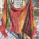 Order Scarf stole gift for New Year, red yellow, shawl with tassels. Подарки на 8 Марта от 'Azhurles'. Livemaster. . Wraps Фото №3