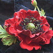 Украшения handmade. Livemaster - original item Accesorios de cuero,adornos de cuero collar de flores de la AMAPOLA ROJA. Handmade.