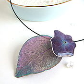 Украшения handmade. Livemaster - original item Pendant with a Real Hydrangea Flower Rainbow Blue Lilac. Handmade.