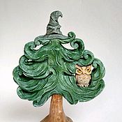 Для дома и интерьера handmade. Livemaster - original item wooden souvenir toy christmas tree with hat and owl. Handmade.