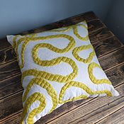 Для дома и интерьера handmade. Livemaster - original item Cotton pillow case with wool decor. Handmade.