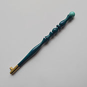 Материалы для творчества handmade. Livemaster - original item Luneville hook carved (Emerald hornbeam) with Swarovski pearl. Handmade.