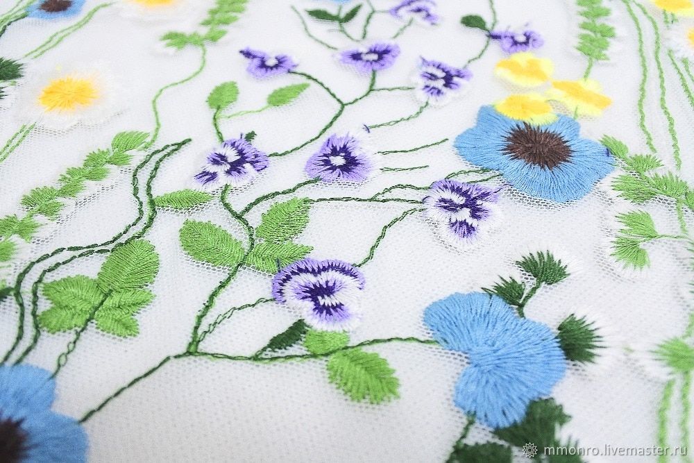 Double-sided embroidery on the grid, Pansies, Fabric, Kurganinsk,  Фото №1