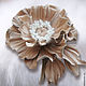 Leather flowers. Decoration brooch pin POPPY IVORY .BEIGE. Brooches. Irina Vladi. Online shopping on My Livemaster.  Фото №2
