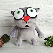 Куклы и игрушки handmade. Livemaster - original item Soft toy grey plush cat scared for cat lovers. Handmade.