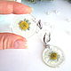 Order Earrings with Real Daisies White Yellow Green Transparent. WonderLand. Livemaster. . Earrings Фото №3
