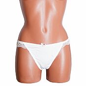 Винтаж handmade. Livemaster - original item Size 40 (M). Delicate white thong panties. New!. Handmade.