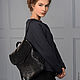 Backpack genuine leather 'Black crinkled'. Backpacks. alekseevaksenia. Online shopping on My Livemaster.  Фото №2