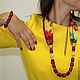 Necklace-transformer 'CLARA' coral yellow red, Necklace, Moscow,  Фото №1