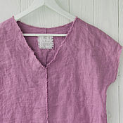 Одежда ручной работы. Ярмарка Мастеров - ручная работа Dusty pink V-neck blouse made of 100% linen. Handmade.