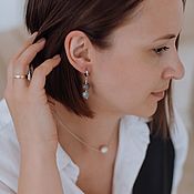 Украшения handmade. Livemaster - original item Grey earrings with agate 