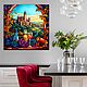 Painting stained glass Still life with grapes and wine. Landscape Fairy Castle. Pictures. House of the Sun (irina-bast). Online shopping on My Livemaster.  Фото №2