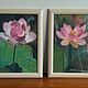 Picture of a pink Lotus flower on a green background in a frame, pastel. Pictures. olga-klim (olga-klim). My Livemaster. Фото №6