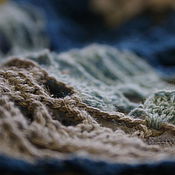 Terracotta jumper stand-up collar voluminous sleeve knitted