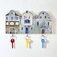 Wooden Key holder Blue Houses, Housekeeper, Kaliningrad,  Фото №1