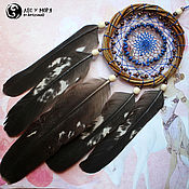 Фен-шуй и эзотерика handmade. Livemaster - original item Dream catcher with lapis lazuli and capercaillie feathers, 35 cm. Handmade.