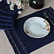 Reserve Set of Homespun Napkins for Table Setting Dark Blue, Swipe, Cherepovets,  Фото №1