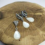 Украшения handmade. Livemaster - original item Moon Sea Drop Earrings and Pendant (Mother of pearl). Handmade.