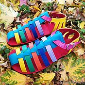 Обувь ручной работы handmade. Livemaster - original item Sandals in retro style with straps multicolor unisex. Handmade.