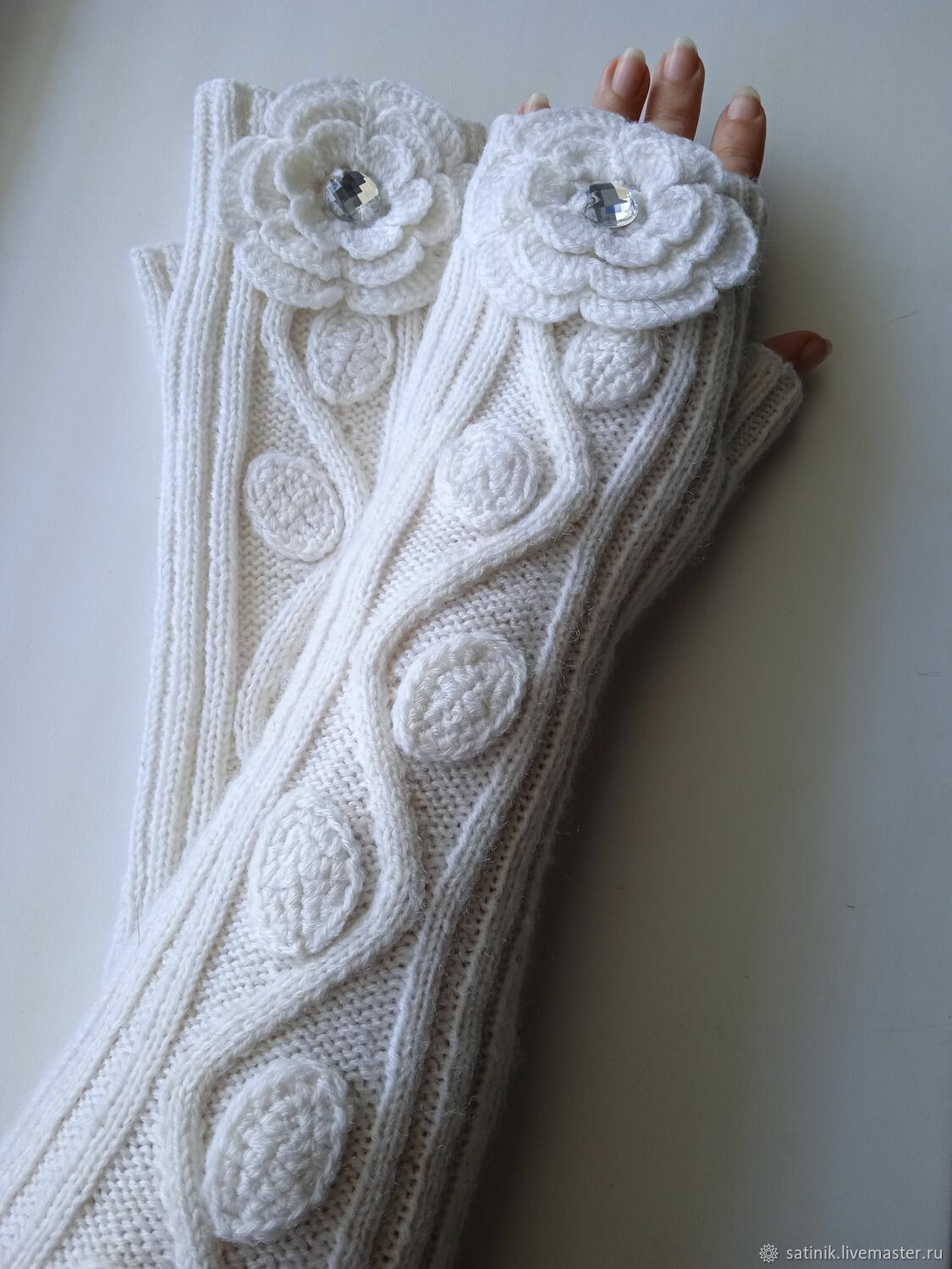 Fingerless gloves long-stem Roses, Mitts, Kamyshin,  Фото №1