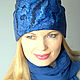 Women's blue felted hat. Caps. Felt the world. My Livemaster. Фото №5