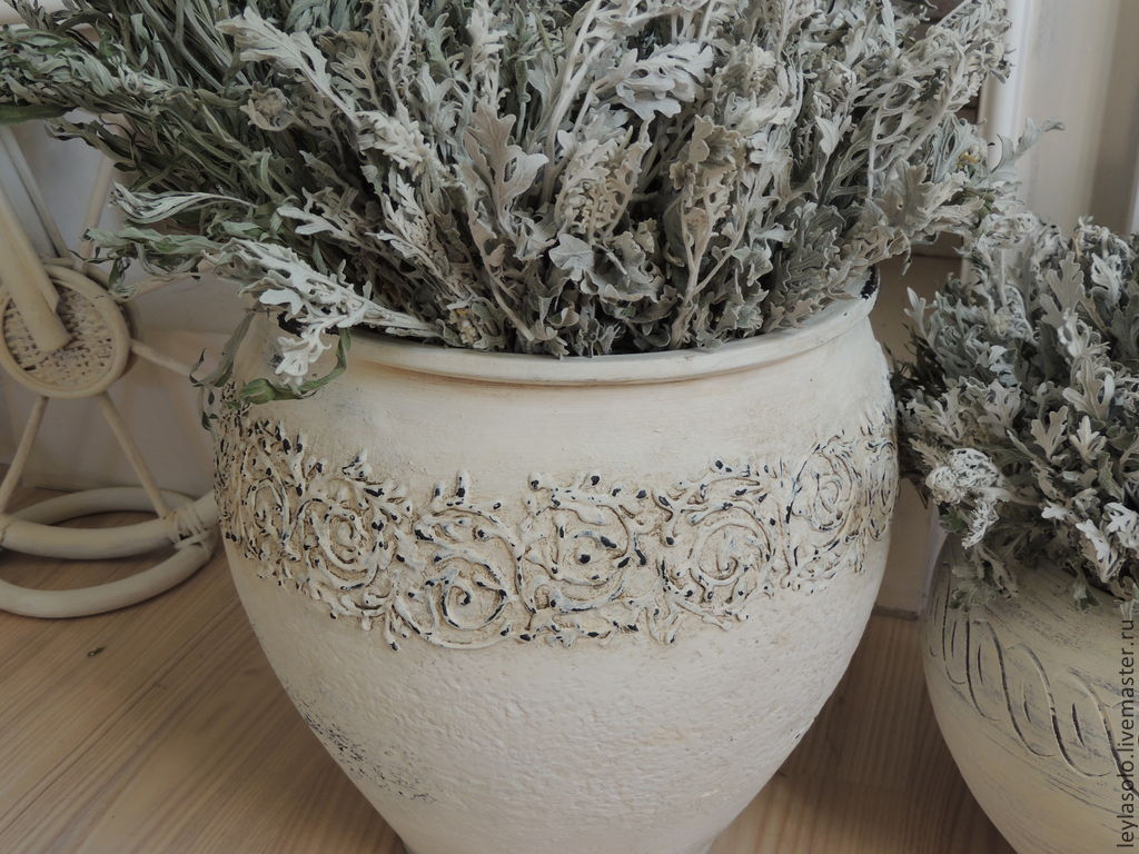 крынка белая ваза напольная для интерьера в шебби