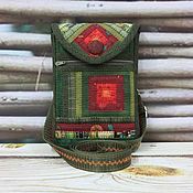 Handbag for Phone Patchwork Phone Case Sewn From Fabric Flap