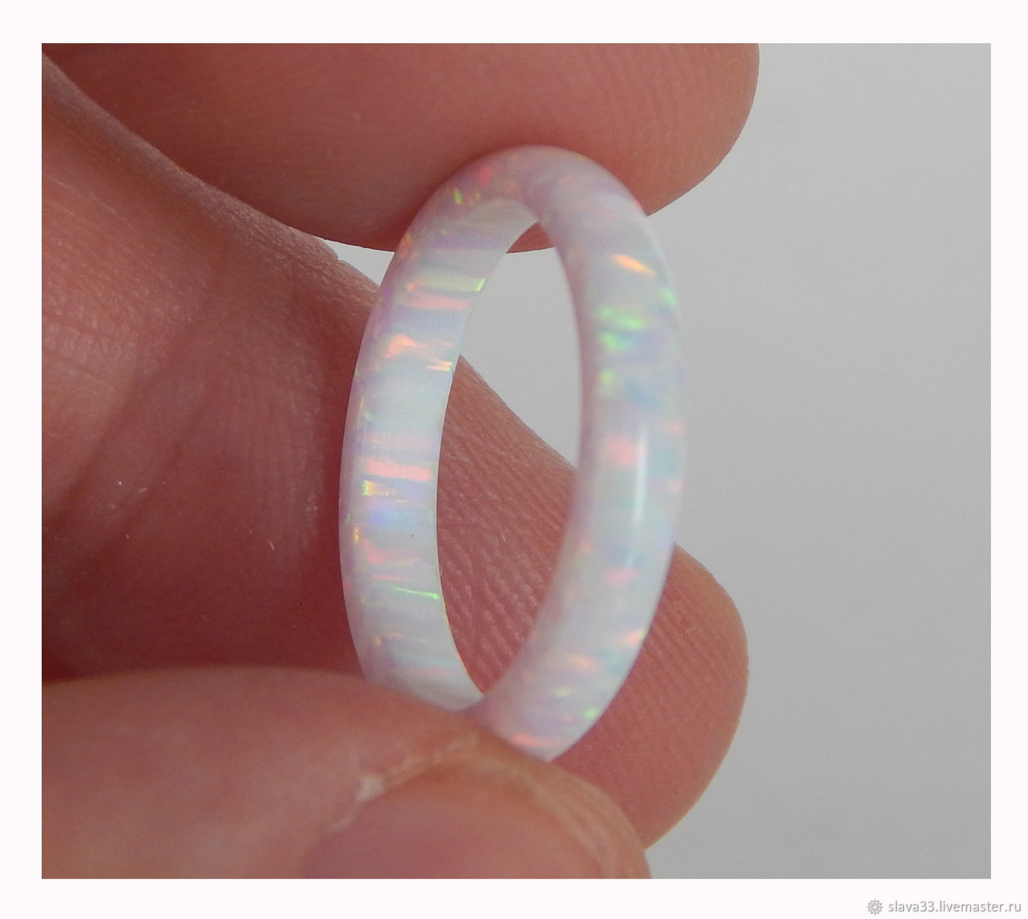 Narrow white ring made of synthetic opal, Engagement rings, Vladimir,  Фото №1