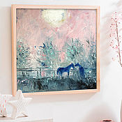 Картины и панно handmade. Livemaster - original item Landscape and a pair of horses, oil painting on canvas, an anniversary gift. Handmade.