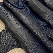 Материалы для творчества handmade. Livemaster - original item Crocodile leather, haberdashery/shoe dressing, dark blue color!. Handmade.