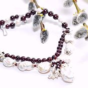 Украшения handmade. Livemaster - original item Garnet necklace with a Baroque pearl 