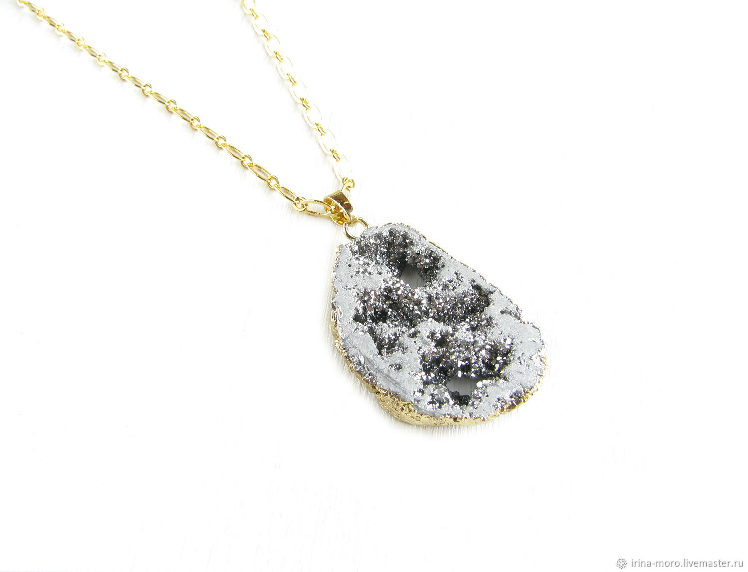 The Druse agate pendant, silver agate, agate pendant with silver ...