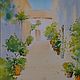 Southern landscape Painting with a green street of Greece and steps. Pictures. Olga Ermakova art. My Livemaster. Фото №4