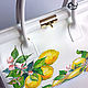White leather women's top handlle doctor bag with painted Lemons. Classic Bag. InGAartWork. Online shopping on My Livemaster.  Фото №2