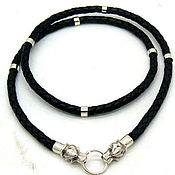 Украшения handmade. Livemaster - original item Choker, 5 mm braided leather cord with wolf heads, rings. Handmade.