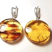 Украшения handmade. Livemaster - original item Large round amber earrings with inclusions.. Handmade.