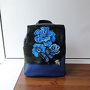 Сумки и аксессуары handmade. Livemaster - original item Backpack leather with painting and applique Svetlana.. Handmade.