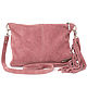 Pink Crossbody Bag Suede Leather with Shoulder Strap, Crossbody bag, Moscow,  Фото №1