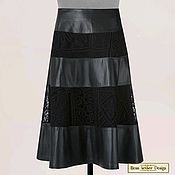 Одежда handmade. Livemaster - original item The skirt flared Lace genuine leather. Handmade.