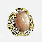 Украшения handmade. Livemaster - original item 925 Sterling Silver ring with natural peach star sapphire. Handmade.