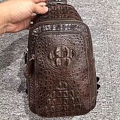 Сумки и аксессуары handmade. Livemaster - original item Shoulder bag made of embossed crocodile skin, brown color.. Handmade.