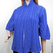 Crocheted summer tunic made of linen with short sleeve